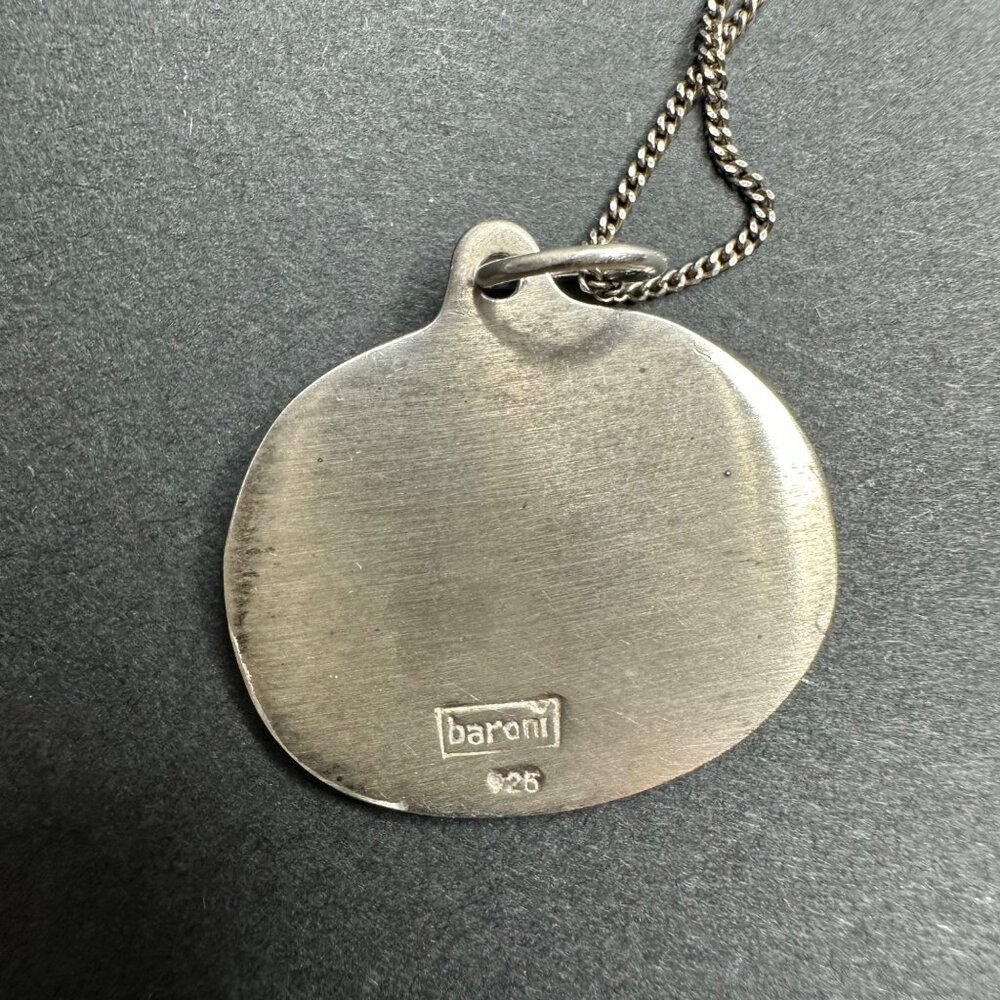 Baroni 925 Sterling Silver Stamped Lotus Flower Pendant Sterling Chain Necklace - Picture 3 of 8